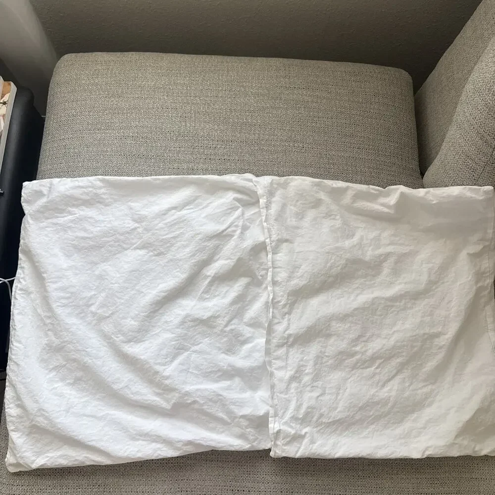 West Elm Organic Cotton Pintuck King Pillow Shams White Set of 2 Envelope Case